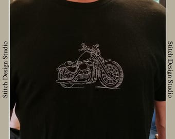 Vintage Embroidered Motorbike t-shirt. Classic biker style. Custom tee