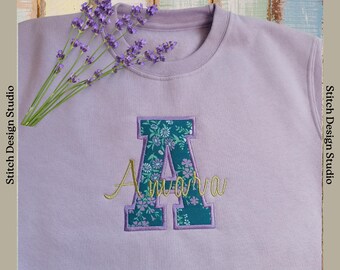 Embroidered initial sweatshirt- applique letter. Children's clothing