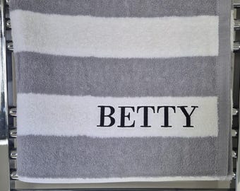 Clearance Personalised embroidered beach towel, swimming towel, Grey