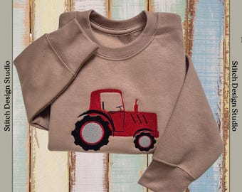 Personalised Embroidered Tractor Sweatshirt: Farm Birthday Gift