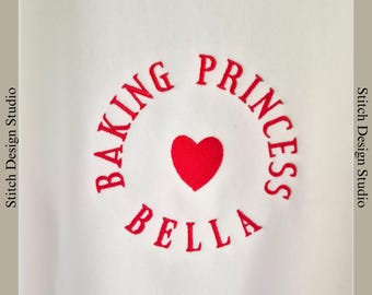 Personalised children's Baking Sweatshirt. Embroidered with name and colour of your choice.