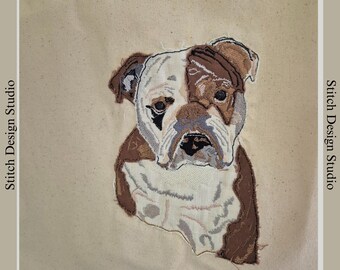 Bulldog Tote Bag. Embroidered and appliqued- 100% cotton bag. Dog lovers gift.