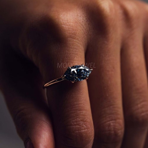 Gray Marquise Moissanite Wedding shops Ring, 1.26 Ct Grey Moissanite Engagement Ring, Prong Set Moissanite Diamond Ring,10k Solid Yellow Gold Ring