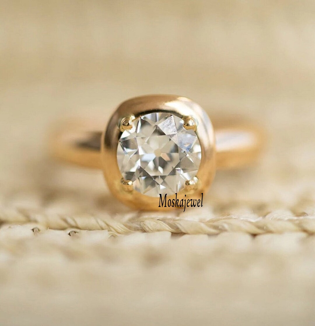 OEC Cut Moissanite Engagement Ring Colorless Round Moissanite - Etsy
