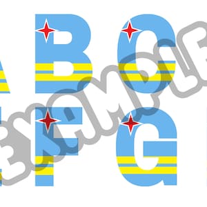 Aruba alphabet and digits PNG SVG with transparant background