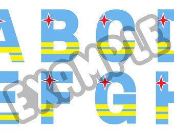 Aruba alphabet and digits PNG SVG with transparant background