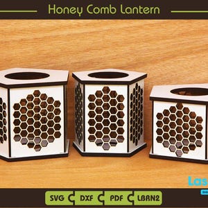 Portacandele, portacandele a nido d'ape pentagonale, lanterna per lumini da tè, file bundle digitale, SVG, pdf, dxf, file Lightburn, file Glowforge.