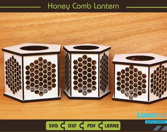 Honeycomb Tea Light Lantern: Laser Cut Files (SVG, PDF, DXF)