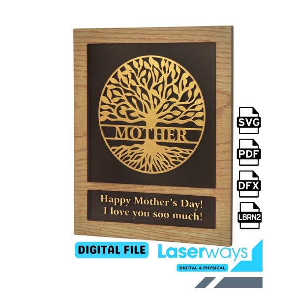 Mother's day - Tree of life - Mother's day gift - Lightburn File - Svg Files - dxf Files - pdf Files - Mother's day frame