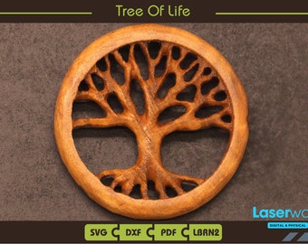 File di taglio laser dell'albero della vita: file SVG, PDF, DXF, Lightburn