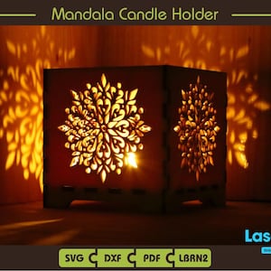 マンダラ スター キャンドル ホルダー、ティー ランタン、デジタル ファイル、SVG、pdf、lbrn2、dxf、Lightburn ファイル、Glowforge ファイル、カッティング ファイル、シャドー ボックス