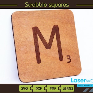 Scrabble Wall Letters - Scrabble svg file - Wall decoration - Scrabble svg file, Lightburn File - Glowforge file, pdf letters, Cutting Files