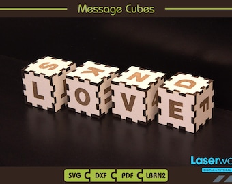 Mesage Cubes - Letter Blocks - Digital File - SVG - pdf - lbrn2 - dxf - Lightburn Files - Glowforge files