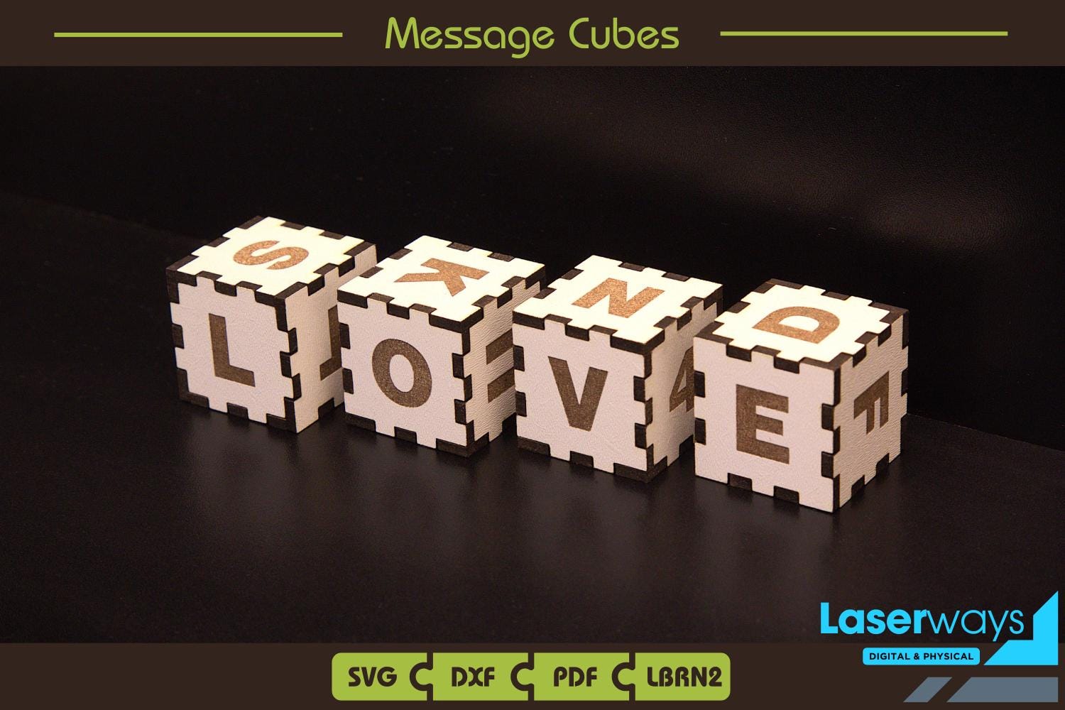 Mesage Cubes - Letter Blocks - Digital File - SVG - Pdf - Lbrn2 - Dxf ...