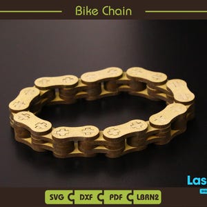 Catena per bici con istruzioni, Catena per motocicletta, Catena per bicicletta, File digitale - SVG - pdf - lbrn2 - dxf - File Lightburn - File Glowforge