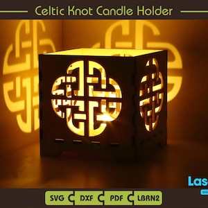 Keltischer Knoten Kerzenhalter, Teelicht, digitale Datei, SVG, pdf, lbrn2, dxf, Lightburn-Dateien, Glowforge-Dateien, Schneidedateien