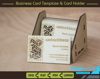 Business Card Template with Card Holder - Digital File - Lightburn Files -Jpg - Svg - Pdf - Dxf