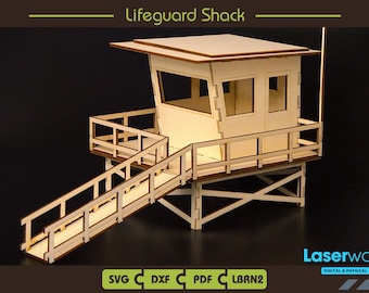 Lifeguard Shack Laser Cut File: SVG, PDF, DXF, Lightburn
