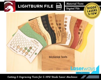 5-10W Diode Laser Test Files: Lightburn Engraving & Cutting (Digital Download)