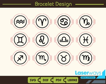 Sternzeichen Horoskop Laser geschnitten Schmuck Vorlagen: SVG DXF PDF