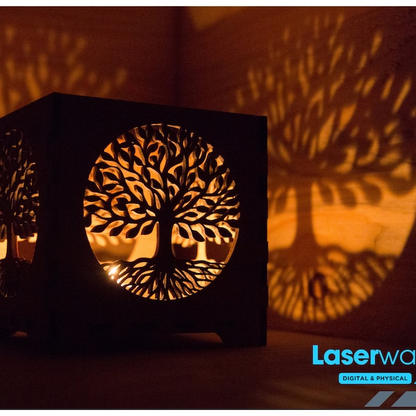 Tree Of Life - Candle Holder - Tea Light Lantern - Digital File - SVG - pdf - lbrn2 - dxf - Lightburn Files - Lebensbaum - Glowforge files