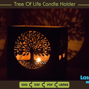 Tree Of Life Candle Holder - Laser Cut Files (SVG, PDF, DXF, LBRN2)