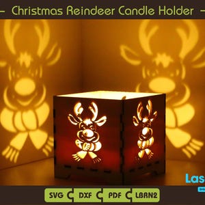 Weihnachten Rentier Kerzenhalter, Teelicht, Digitale Datei, SVG, Pdf, Lbrn2, Dxf, Lightburn Dateien, Glowforge Dateien, Plotterdatei