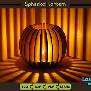 Portacandele sferico per lumini da tè, lanterna sferica, lanterna circolare, SVG, pdf, dxf, file Lightburn, file Glowforge