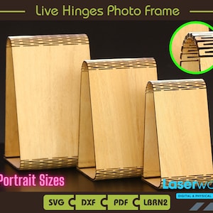 Lot de 3 modèles de cadre numériques pour machines de découpe laser, Glowforge, etc. 10 x 15 cm, 13 x 18 cm, 15 x 21 cm