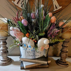 Easter Bunny Flower Arrangement: Spring Garden Decor