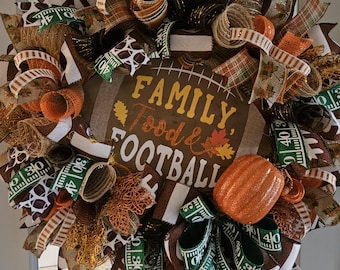 Fall Football Door Wreath: Family, Food, and Football