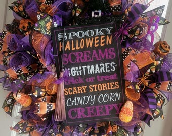 Creepy Halloween Wreath: Spooky Door Hanger