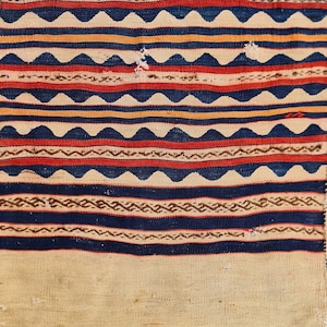 Antiker Anatolischer Yoruk Chuval Teppich: Geometrischer Wollteppich (70x100)