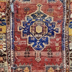 Antique Anatolian Wool Rug Fragment: Pre-1890s Cappadocia Decor (3'6'' x 6'2'')