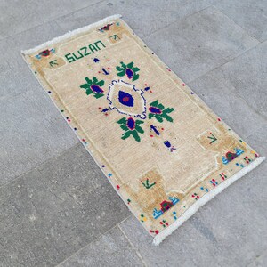 Tapis turc carré 1.5x2.7 Tapis d’entrée, tapis pour entrée, tapis vintage, tapis Oushak, mini-tapis, tapis de cuisine, tapis bohème éclectique, tapis de paillasson