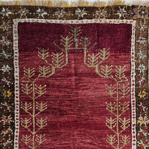 Antique Milas Rug Pre-1900's Antique Natural Dye, Wool Pile Legendary Anatolia Armenian rug , 2'4'' x 2'9'' ft. --- 74 cm x 90 cm
