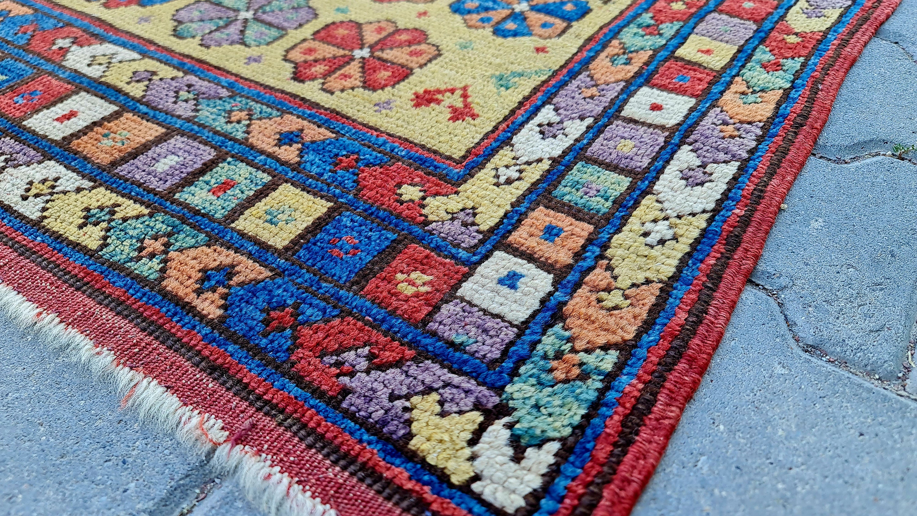 Antique Cappadocia Rug 3'3'' X 5'0'' Ft, Yellow Accent Rug,collection