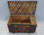 Antique Chest, Vintage Chest, Wooden old Box, Treasure Box, Dowry chest, Wooden Chest Box, Primitive Chest, Rustic Chest, Antique Decor