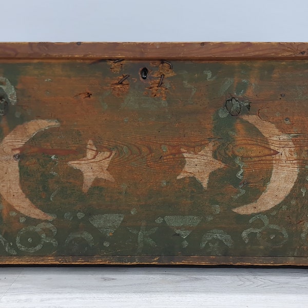 Antique Chest, Vintage Old Box, Treasure Box, Dowry chest, Wooden Chest Box, Primitive Decor, Rustic Antique, Baho Decor, Authentic Decor