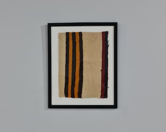 Framed Turkish Kilim Rug, Rustic Wool Wall Hanging (40x50cm)