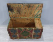 Antique Chest, Vintage Wooden Old Box, Treasure Box, Dowry chest, Wooden Chest Box, Primitive Chest, Rustic Antique, Baho Authentic Decor