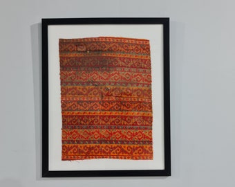 Inramad turkisk kelimmatta, rustik väggdekoration, ullkonst (30x40 cm)