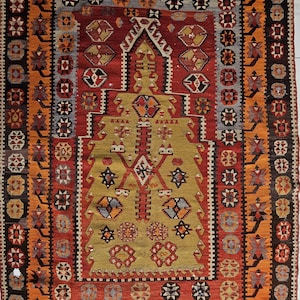 Antique cappadocia Rug Pre-1880's Antique Natural Dye, Wool Pile Legendary Anatolia Armenian rug , 4'1'' x 5'3'' ft. --- 125 cm x 162 cm