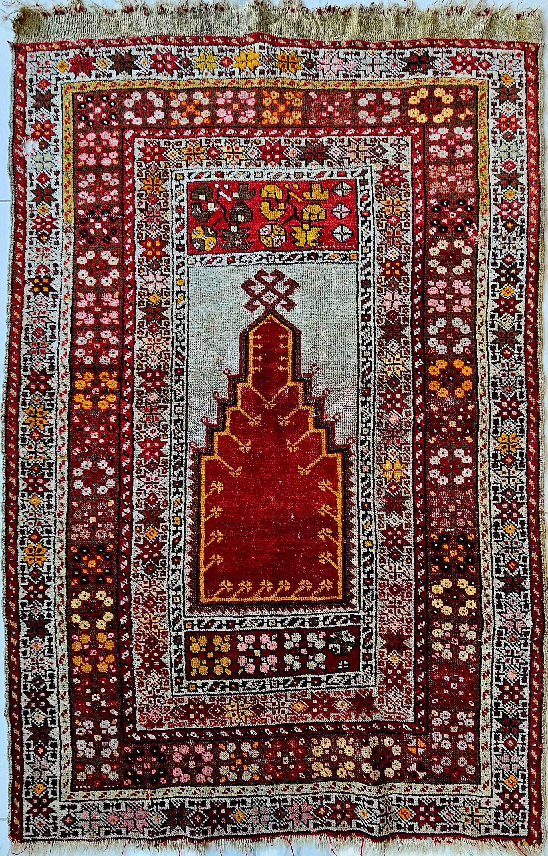 Antique Kirsehir Rug Pre-1890's Antique Natural Dye, Wool Pile Legendary Anatolia Armenian rug , 3'3'' x 5'2'' ft. --- 103 cm x 160 cm