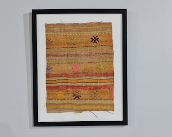Oprawiony dywan kilim, rustykalna turecka dekoracja ścienna, dekoracja artystyczna