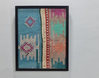 Zabytkowy, oprawiony turecki kilim, dekoracja ścienna