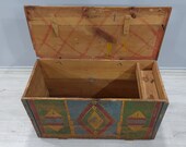 1940s Chest, Antique Chest, Vintage Chest, Treasure Box, Dowry chest, Wooden Chest Box, Primitive Decor, Rustic Antiques, Antique Decor