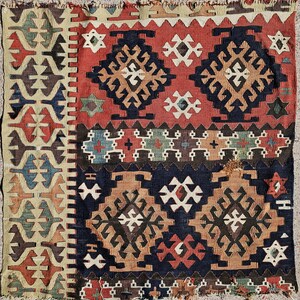 Antique Konya Rug: Pre-1800s Natural Dye Wool Fragment (2'9'' x 2'7'')