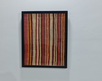 Stary, oprawiony turecki kilim, wełniana dekoracja ścienna (1'3'' x 1'6'')