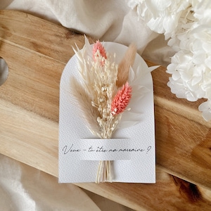 Carte florale demande témoin, demoiselle d'honneur mariage, marraine, fleurs séchées